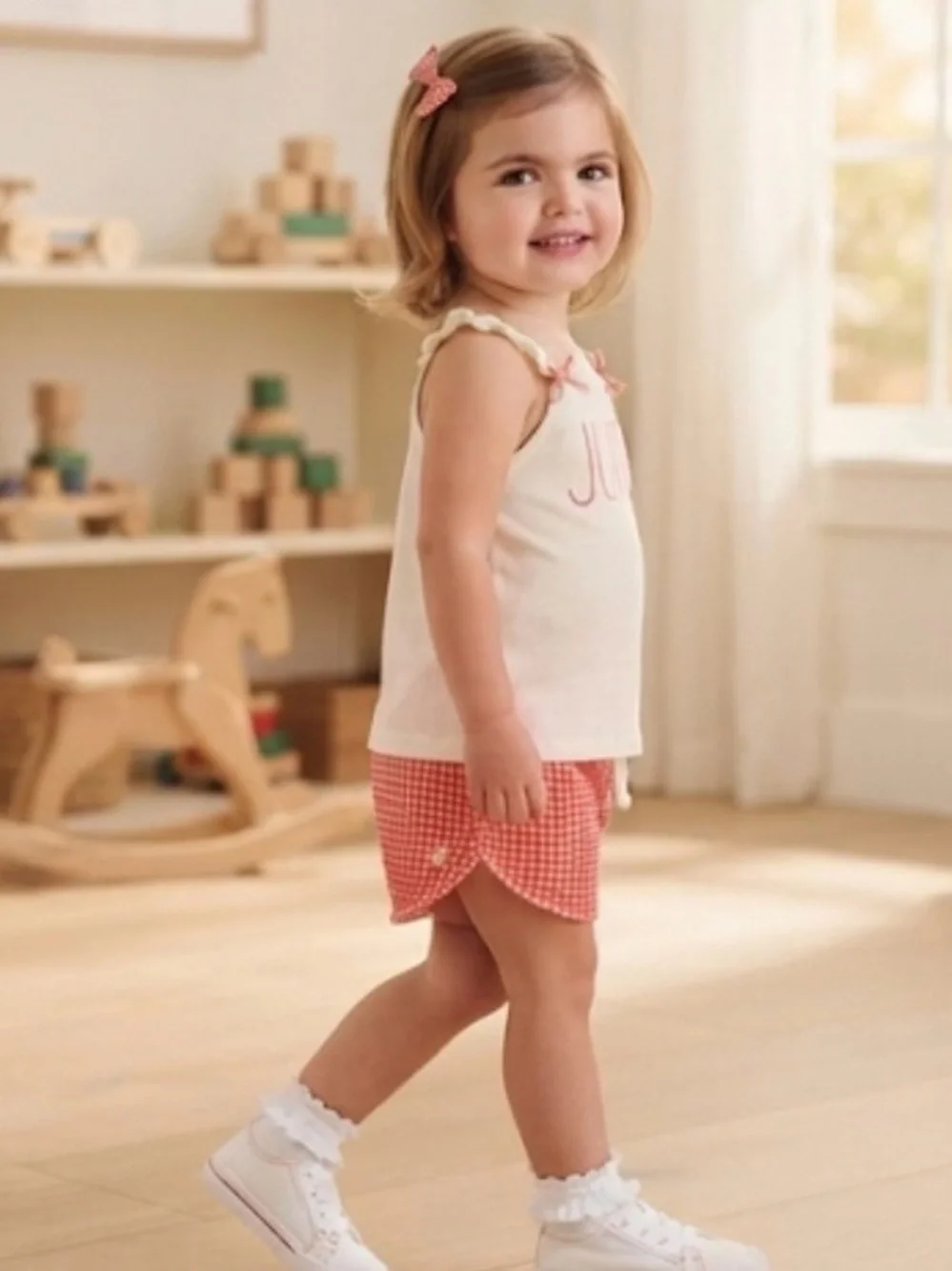 Juicy Couture Kids Set 4 Red Gingham Shorts & Tank Top Outfit